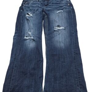 Y2K Salvage Straight Leg Jean M 38x30 Blue Distressed Buckle Anarchy Regular Fit